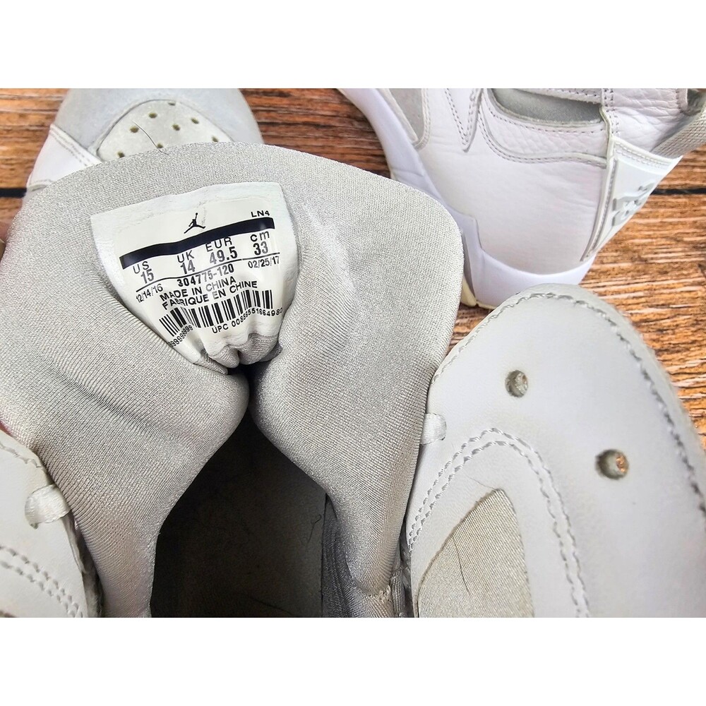 Air Jordan 304775-120 Retro 7 “Pure Money” Mens 15 White Grey 2016 GUC - Picture 11 of 12